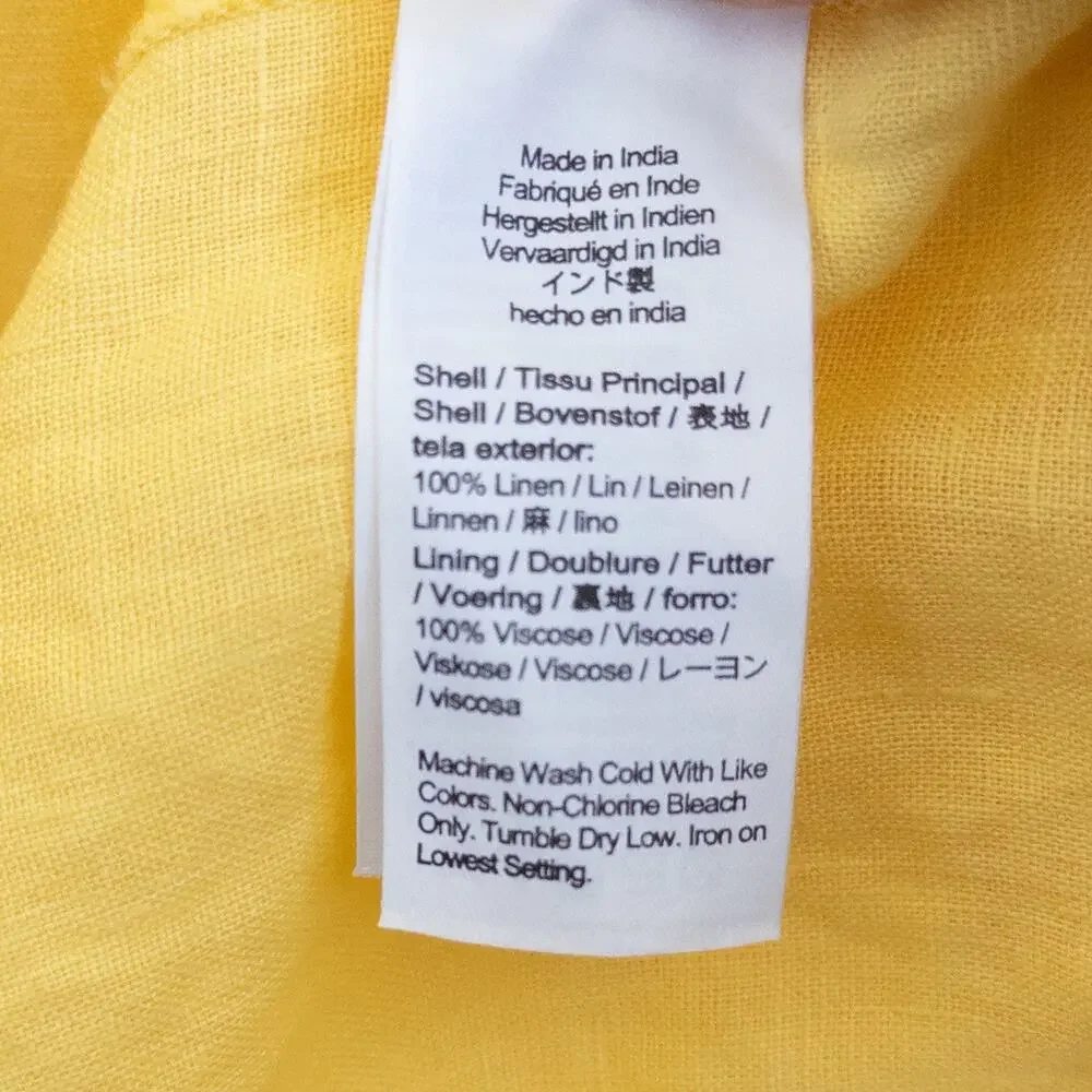 J. Crew Sunny Yellow Linen Tiered Ruffle Trim Midi Dress Size XS/S